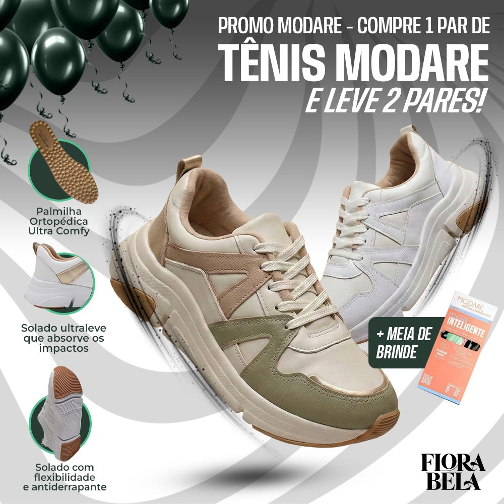 Compre 1 Leve 2 Tênis Ortopédico Modare + Meia Inteligente - [MÊS DAS MÃES]